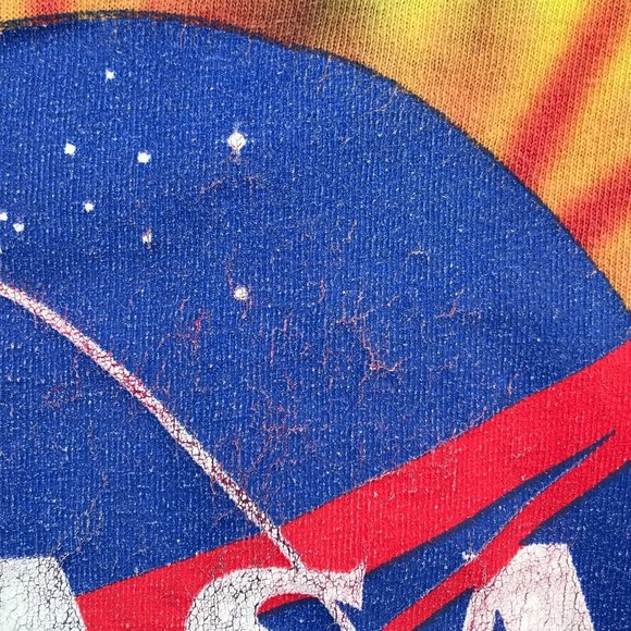 NASA Mens Shirt Medium Red Rainbow Tie Dye Long Sleeve Pullover Spiral Space - Picture 4 of 16